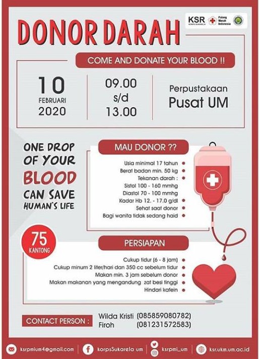 KSR UM Mengadakan "Donor Darah"