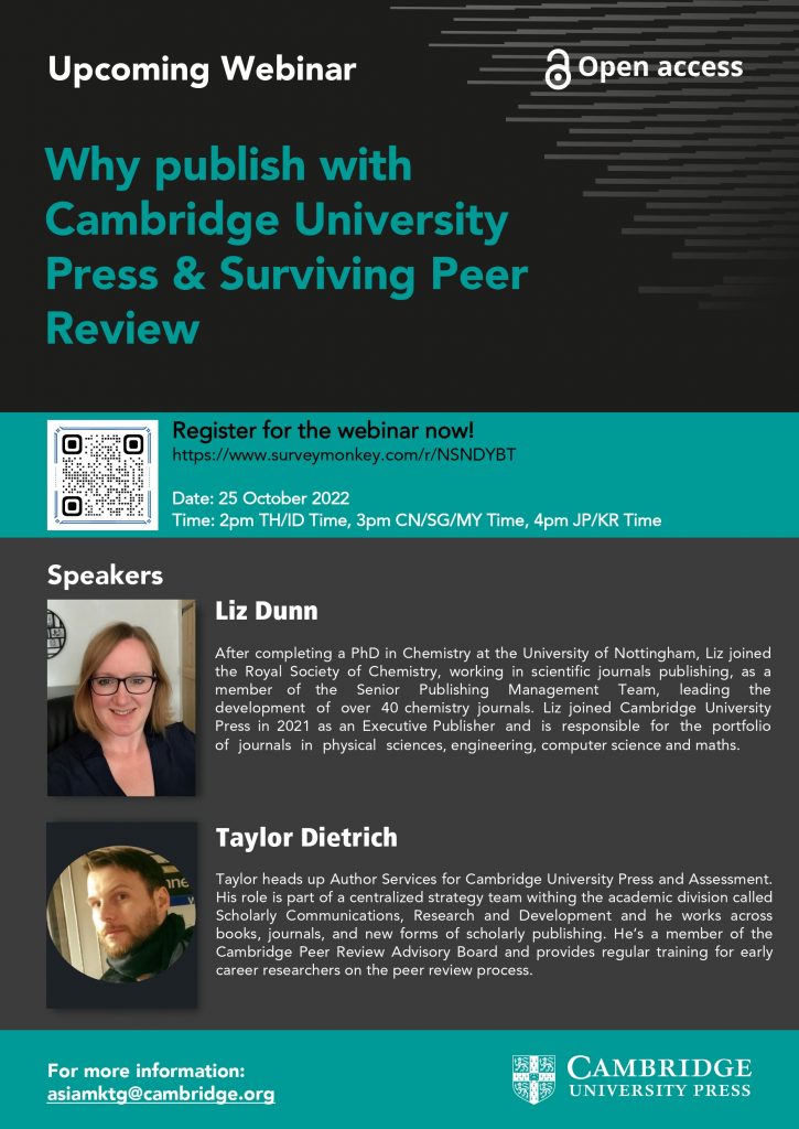 Why publish with Cambridge University Press & Surviving Peer Review