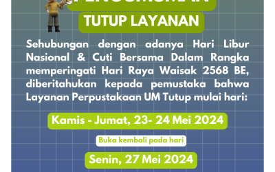 Layanan tutup Tanggal 23 – 24 Mei 2024
