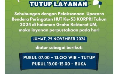 Pengumuman Jam Layanan 29 November 2024