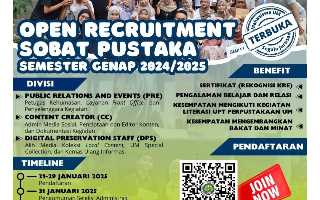 Open Recruitment Sobat Pustaka Semester Genap 2024/2025