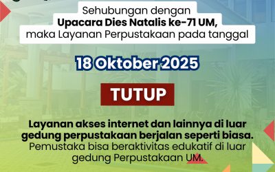 Pengumuman Layanan Sabtu, 18 Oktober 2025 TUTUP.
