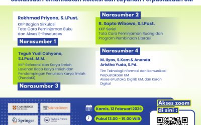 NAVIGATING ACADEMIC RESOURCES : Sosialisasi Pemanfaatan Koleksi dan Layanan Perpustakaan UM