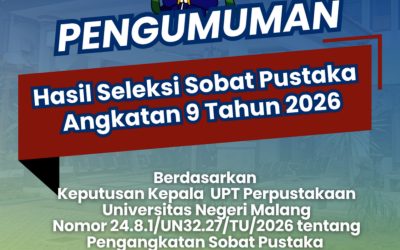 PENGUMUMAN HASIL SELEKSI SOBAT PUSTAKA ANGKATAN 9 TAHUN 2026